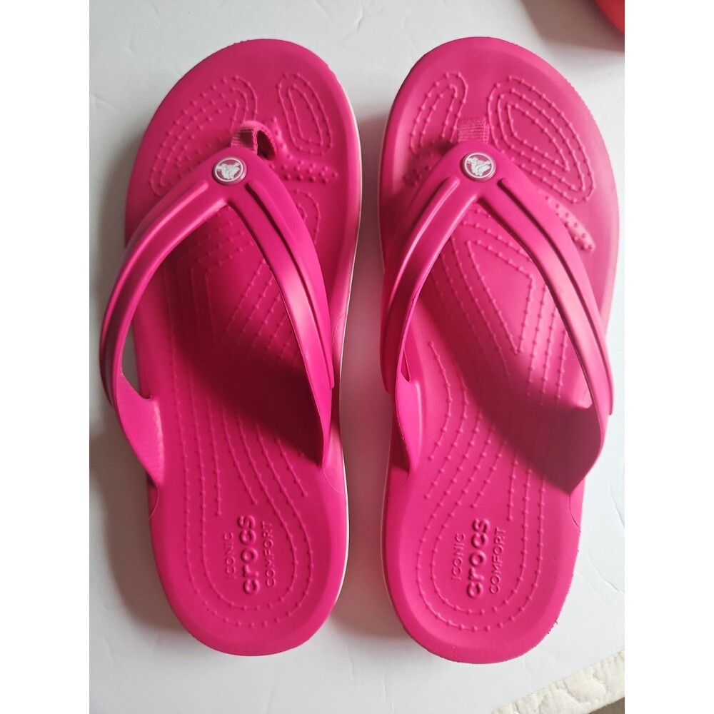 Crocs Kadee II Flip Flops Thong Sandals Hot Pink Junior 4 New